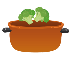 Broccoli in a cookpot