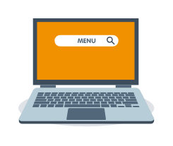 Menu search on laptop